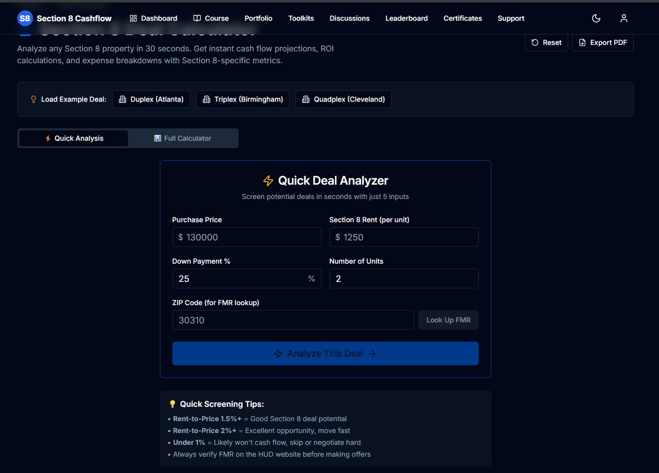 Deal Calculator Tool